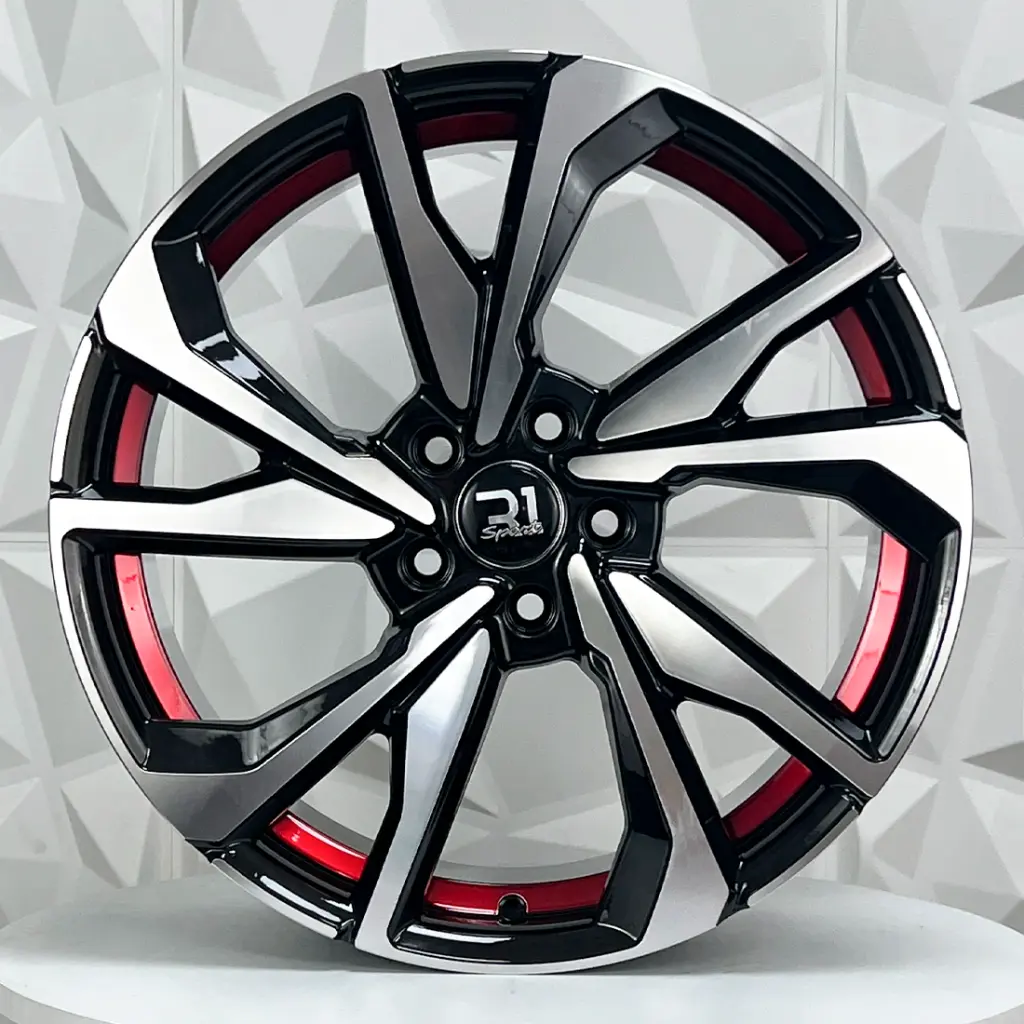 RIN 18X8 5-108 R1 SPORT 1039HB MACHINE BLACK+ UNDERCUT RED ET38 CB73.1