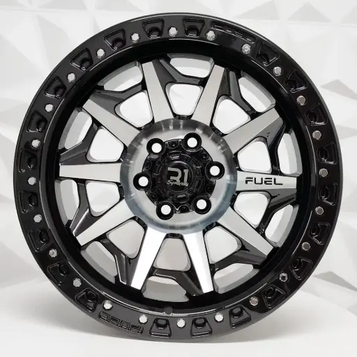 [164599] RIN 16X8 6-139.7 R1 SPORT QC1261 BLACK MACHINE FACE+CHROME RIVETS ET0 CB110.1